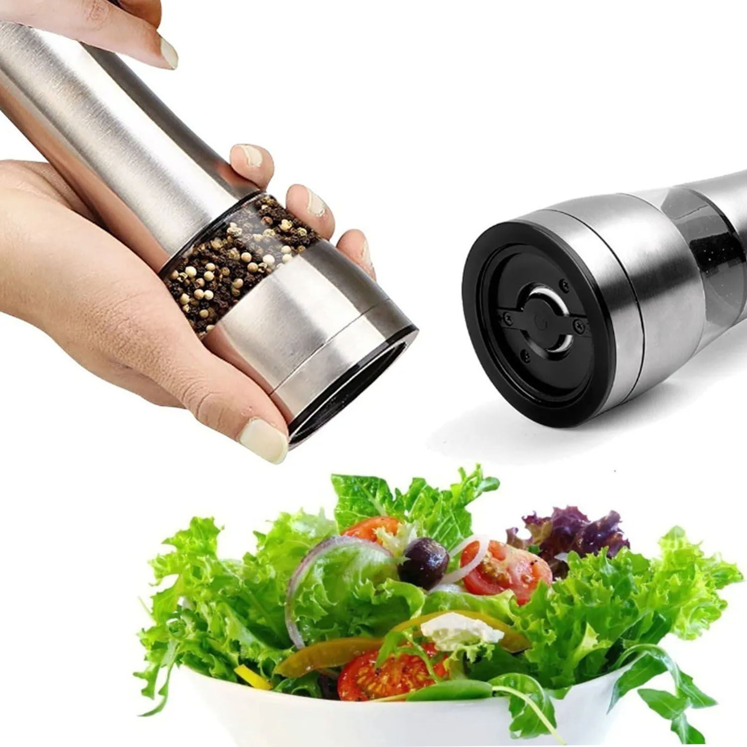 Moedor Manual De Sal Grosso Saleiro Pimenta Do Reino Temperos Aço Inox Cozinha Churrasco Mesa